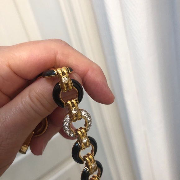 Black Gold w/rhinestones Bracelet! Stunning! Looks feels real! Women Gift! - Picture 6 of 13